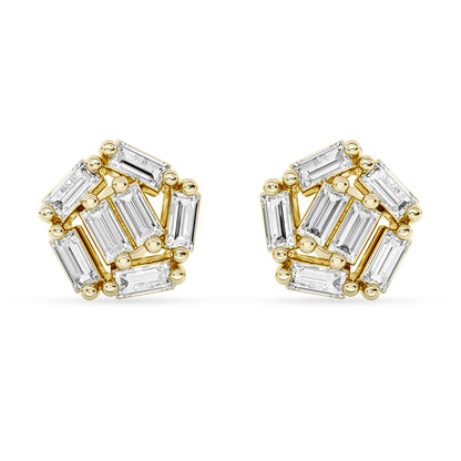 Baguette Stud Earrings Push Back 0.42 ctw