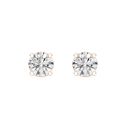 Solitaire Round Stud Earrings Push Back 1.32 ctw