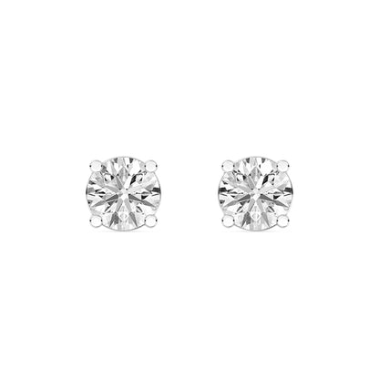 Solitaire Round Stud Earrings Push Back 1.32 ctw