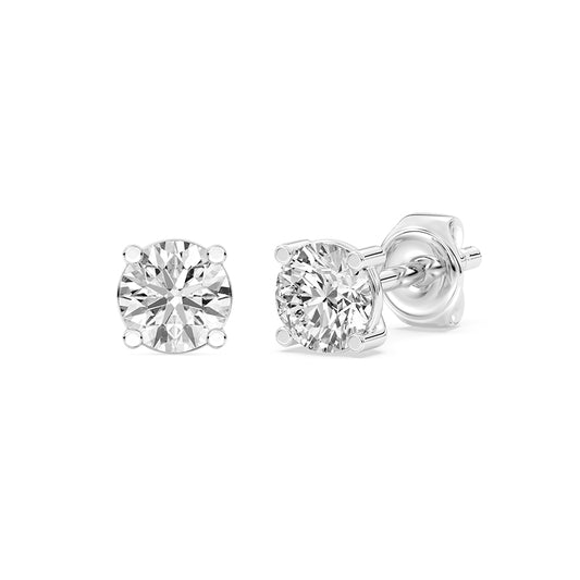 Solitaire Round Stud Earrings Push Back 1.32 ctw