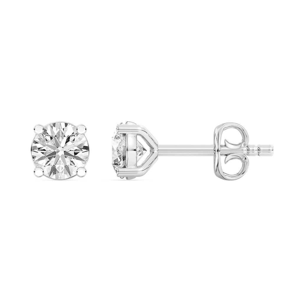 Solitaire Round Stud Earrings Push Back 1.32 ctw