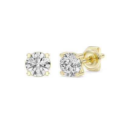 Solitaire Round Stud Earrings Push Back 1.32 ctw