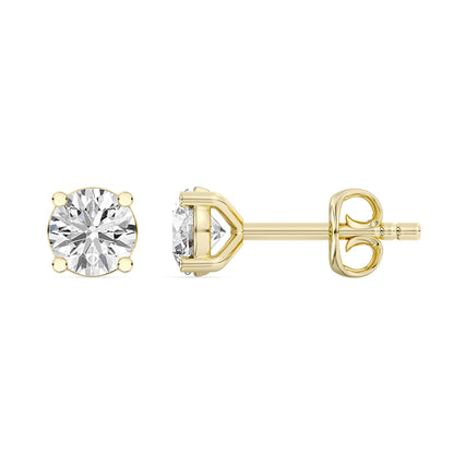 Solitaire Round Stud Earrings Push Back 1.32 ctw