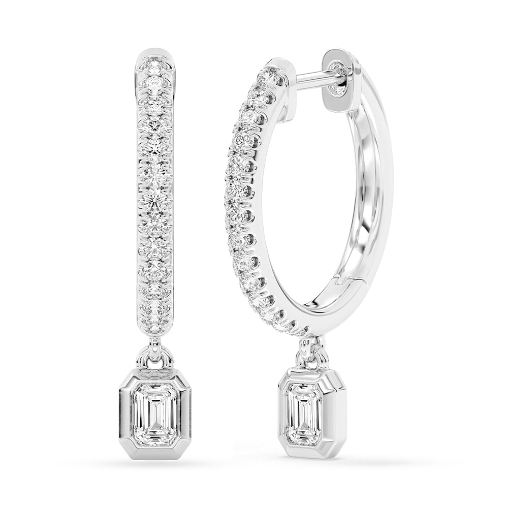 Emerald Diamond Hoops and Dangle 0.60 ctw