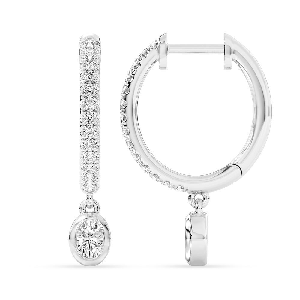 Oval and Round Diamond Hoops and Dangle 0.64 ctw