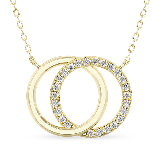 Double Circle Pendant with 18" Chain 0.28 ctw