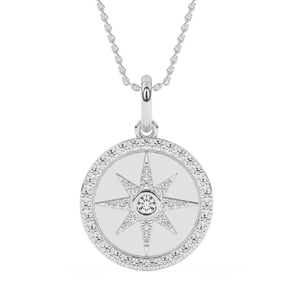 Compass Pendant with 18" Chain 0.42 ctw