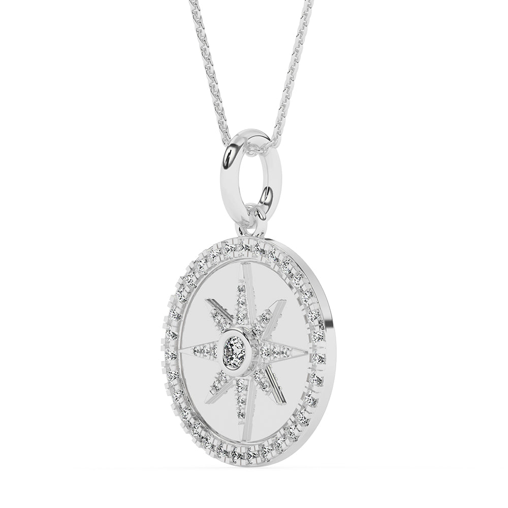 Compass Pendant with 18" Chain 0.42 ctw