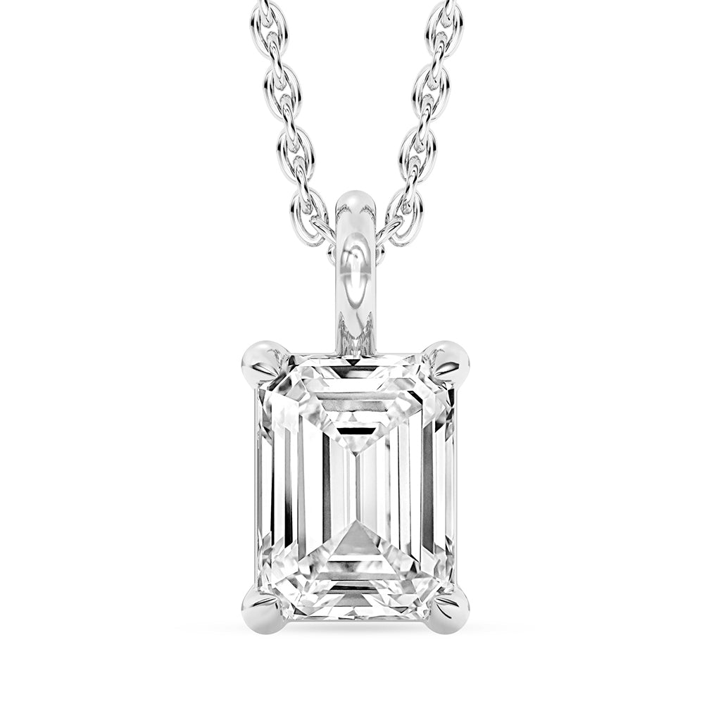 Emerald Solitaire Pendant with 18" Chain 1.28 ctw