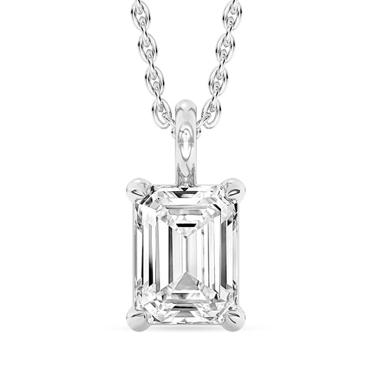 Emerald Solitaire Pendant with 18" Chain 1.28 ctw