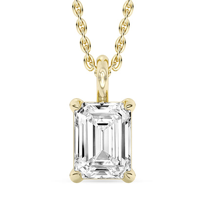 Emerald Solitaire Pendant with 18" Chain 1.28 ctw