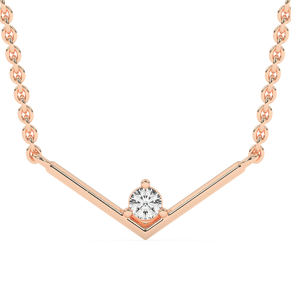 V Shape Solitaire Pendant with 18" Chain 0.09 ctw