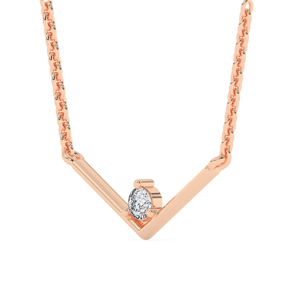 V Shape Solitaire Pendant with 18" Chain 0.09 ctw