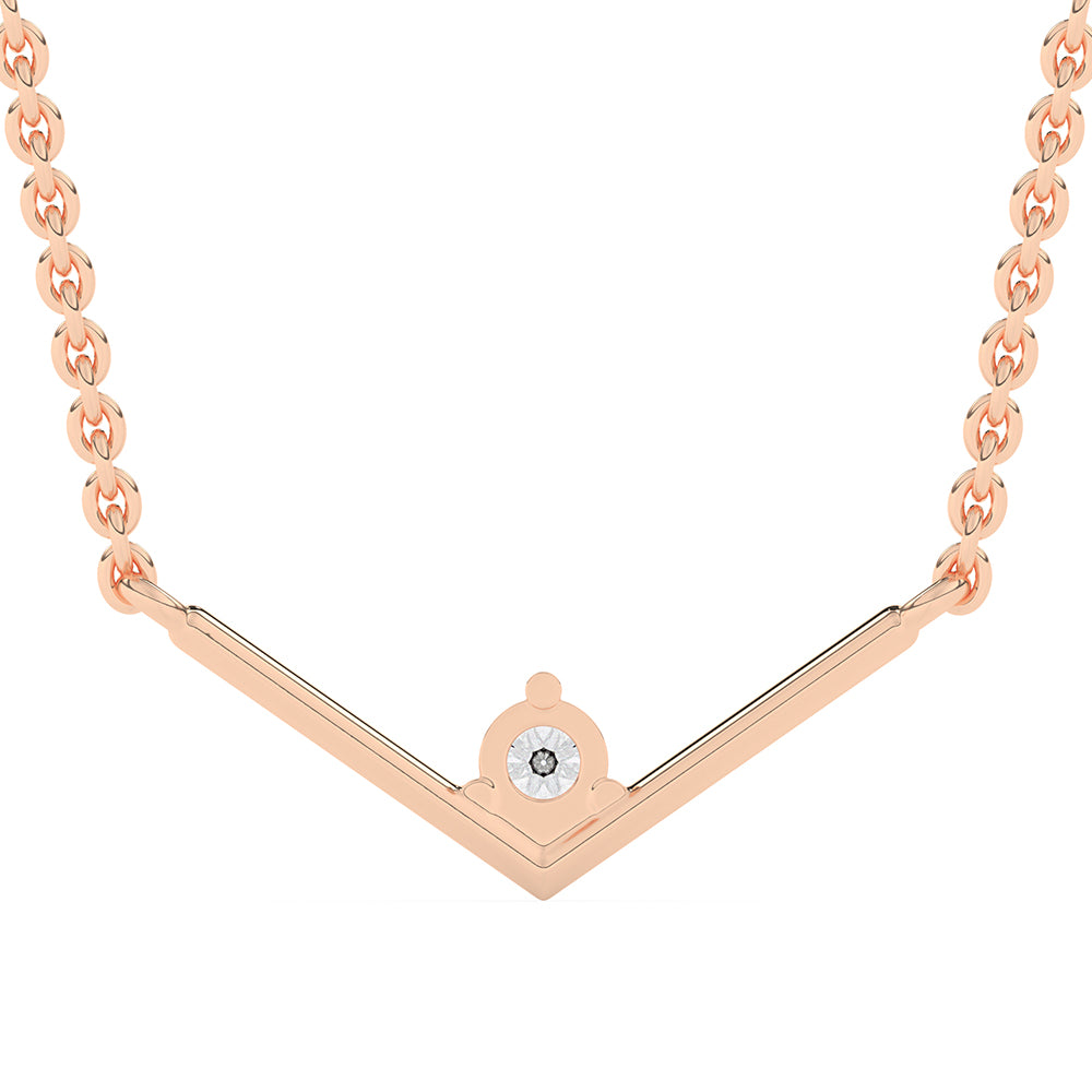 V Shape Solitaire Pendant with 18" Chain 0.09 ctw