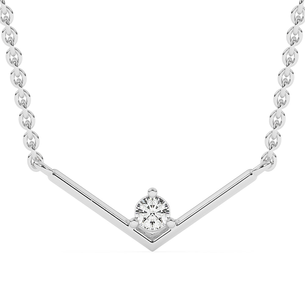 V Shape Solitaire Pendant with 18" Chain 0.09 ctw