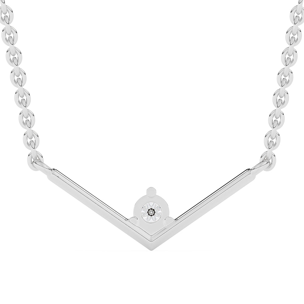 V Shape Solitaire Pendant with 18" Chain 0.09 ctw