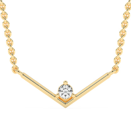 V Shape Solitaire Pendant with 18" Chain 0.09 ctw