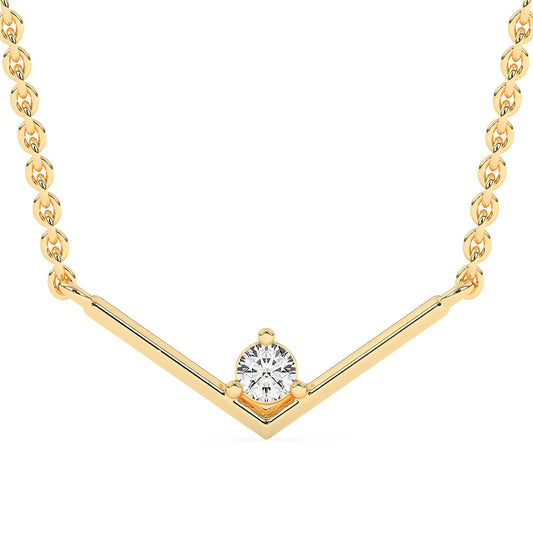 V Shape Solitaire Pendant with 18" Chain 0.09 ctw