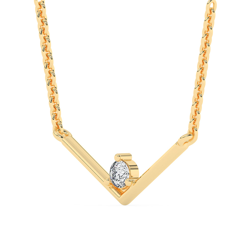 V Shape Solitaire Pendant with 18" Chain 0.09 ctw