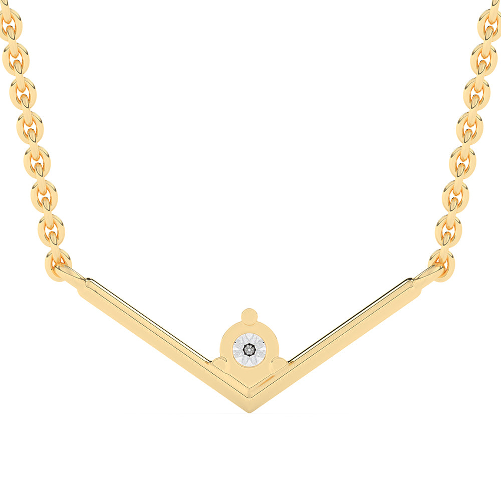 V Shape Solitaire Pendant with 18" Chain 0.09 ctw