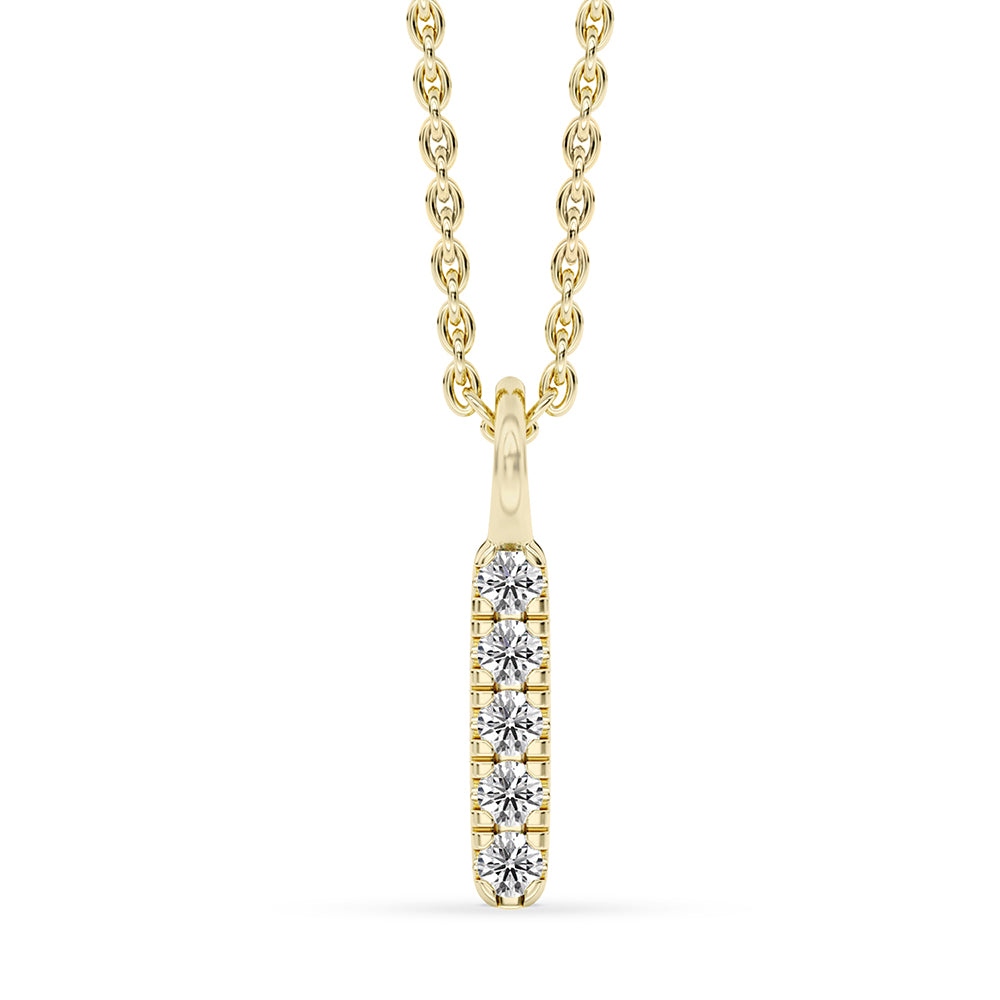 Five Stone Bar Pendant with 18" Chain 0.072 ctw