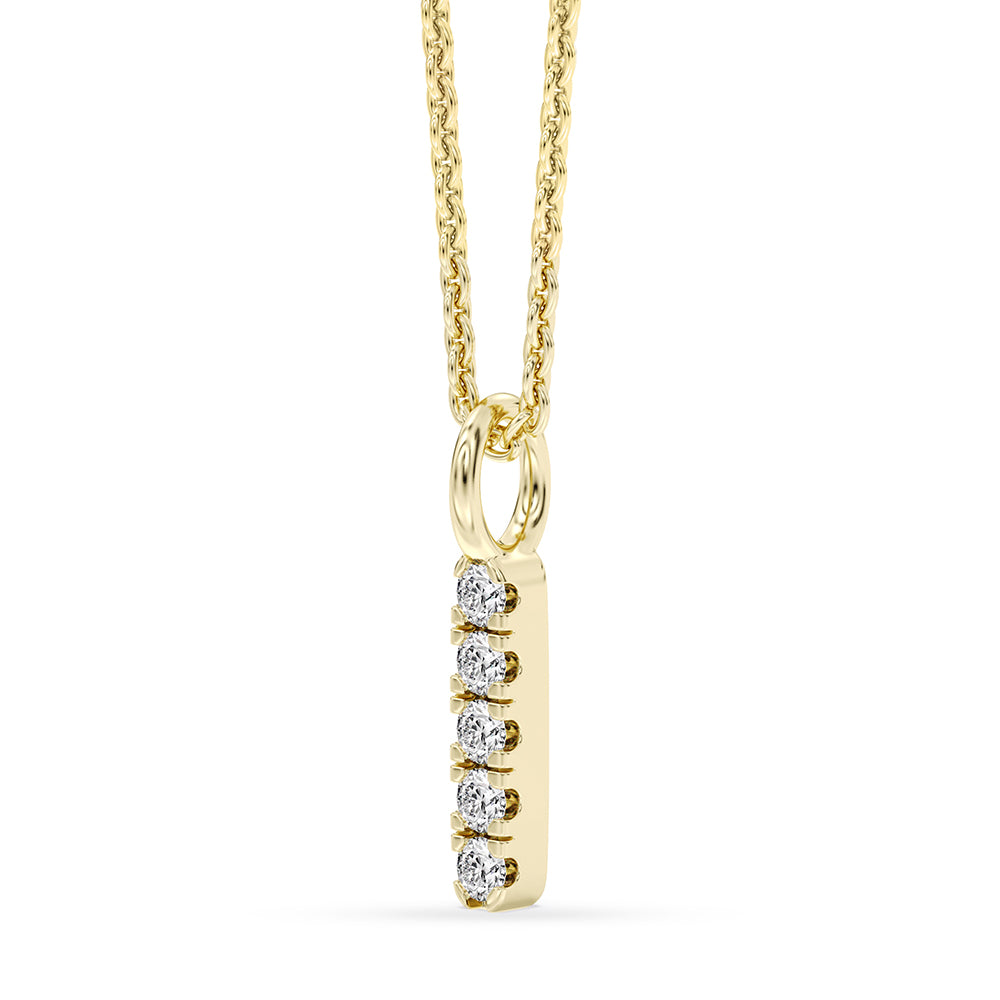 Five Stone Bar Pendant with 18" Chain 0.072 ctw