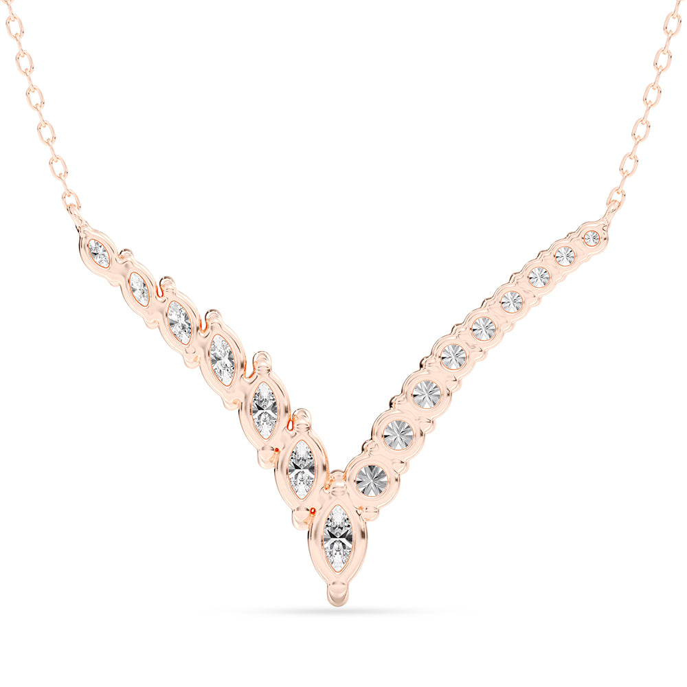 V Shape Round, Marquise Pendant with 18" Chain 1.75 ctw