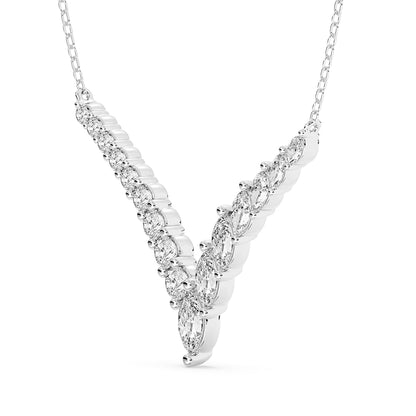 V Shape Round, Marquise Pendant with 18" Chain 1.75 ctw