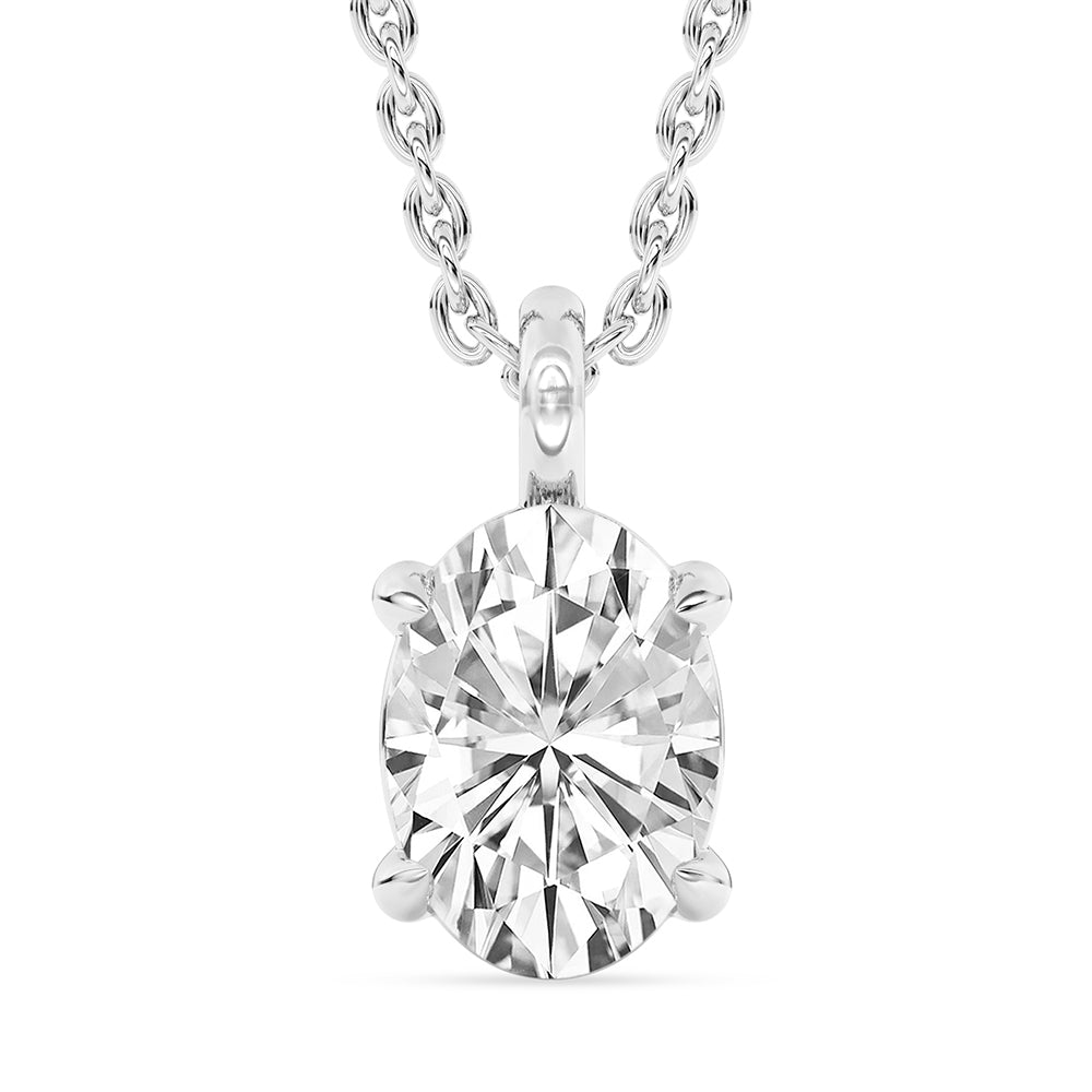 Oval Solitaire Pendant with 18" Chain 1.0 ctw