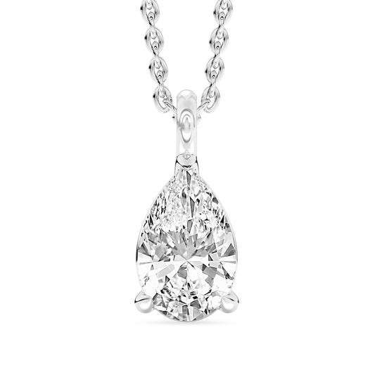 Pear Solitaire Pendant with 18" Chain 1.5 ctw