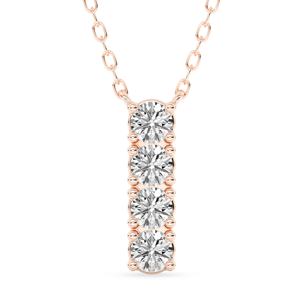 Round Diamond Bar Pendant with 18" Chain 0.48 ctw