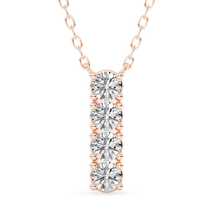 Round Diamond Bar Pendant with 18" Chain 0.48 ctw