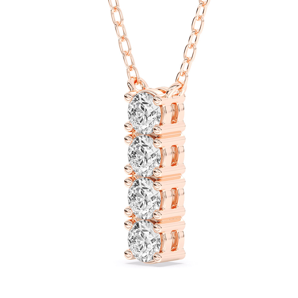 Round Diamond Bar Pendant with 18" Chain 0.48 ctw