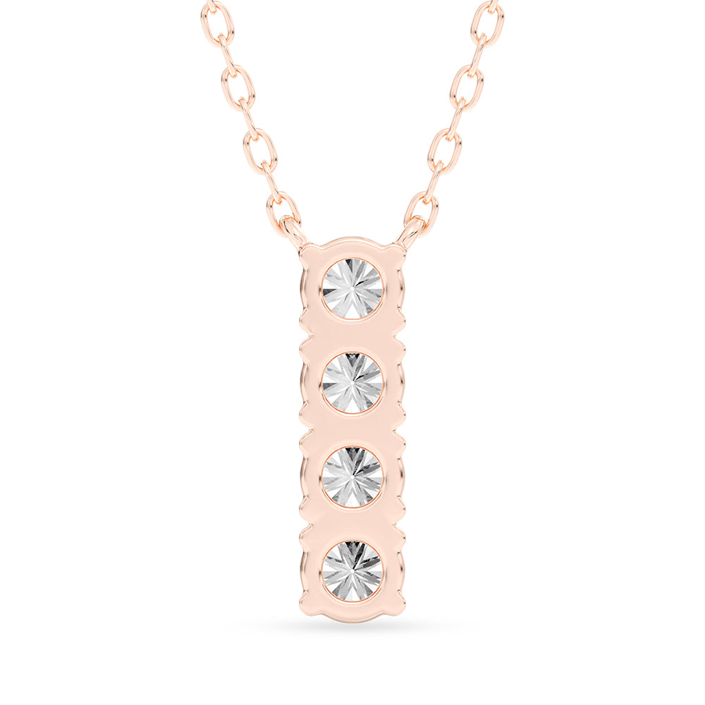 Round Diamond Bar Pendant with 18" Chain 0.48 ctw