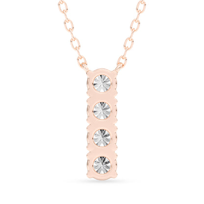 Round Diamond Bar Pendant with 18" Chain 0.48 ctw