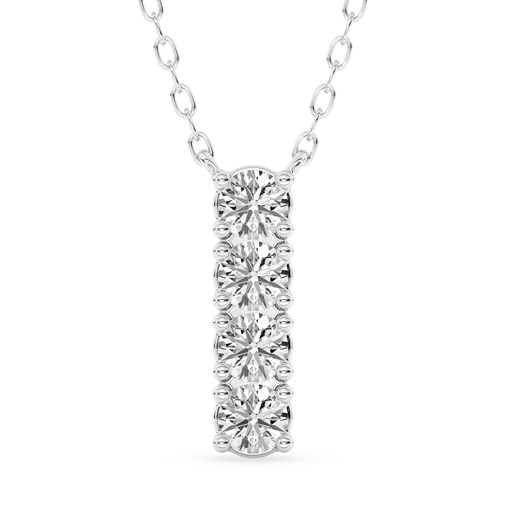 Round Diamond Bar Pendant with 18" Chain 0.48 ctw