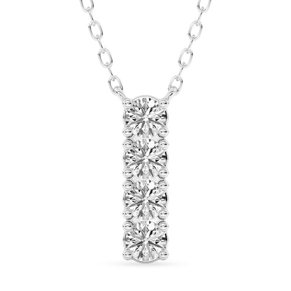 Round Diamond Bar Pendant with 18" Chain 0.48 ctw