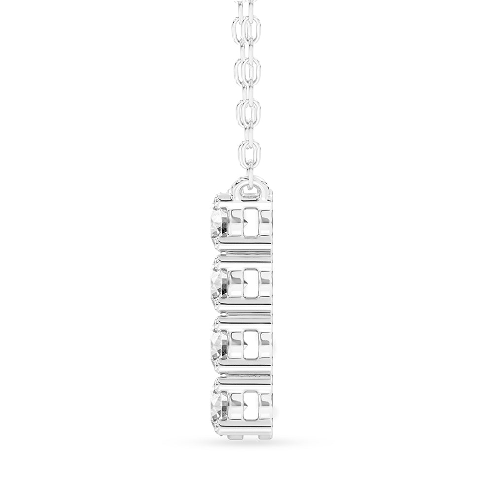 Round Diamond Bar Pendant with 18" Chain 0.48 ctw