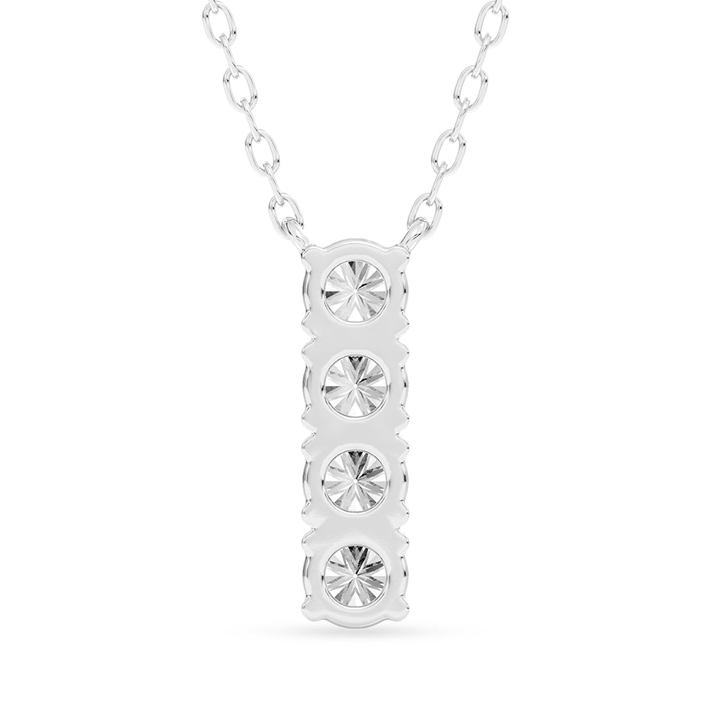 Round Diamond Bar Pendant with 18" Chain 0.48 ctw