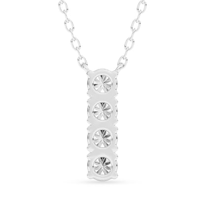 Round Diamond Bar Pendant with 18" Chain 0.48 ctw