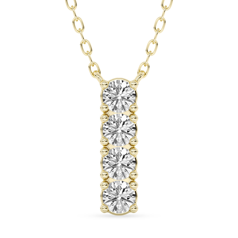 Round Diamond Bar Pendant with 18" Chain 0.48 ctw