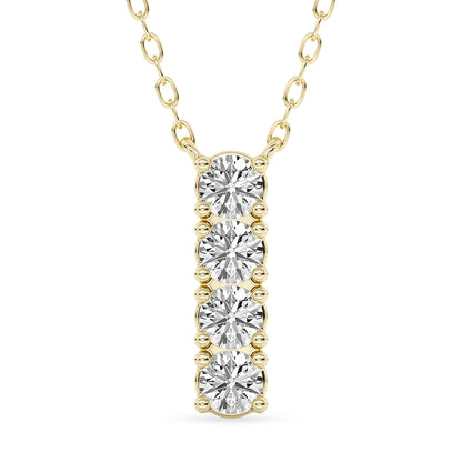 Round Diamond Bar Pendant with 18" Chain 0.48 ctw