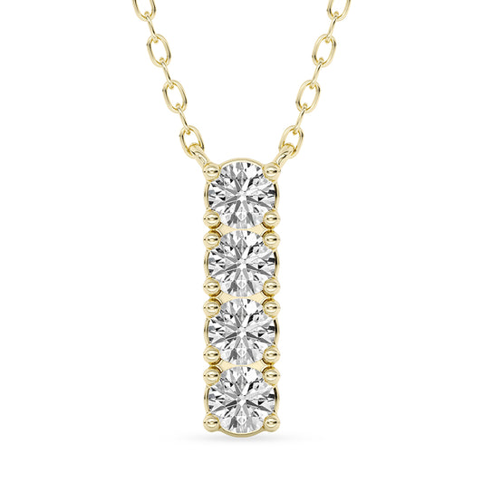 Round Diamond Bar Pendant with 18" Chain 0.48 ctw