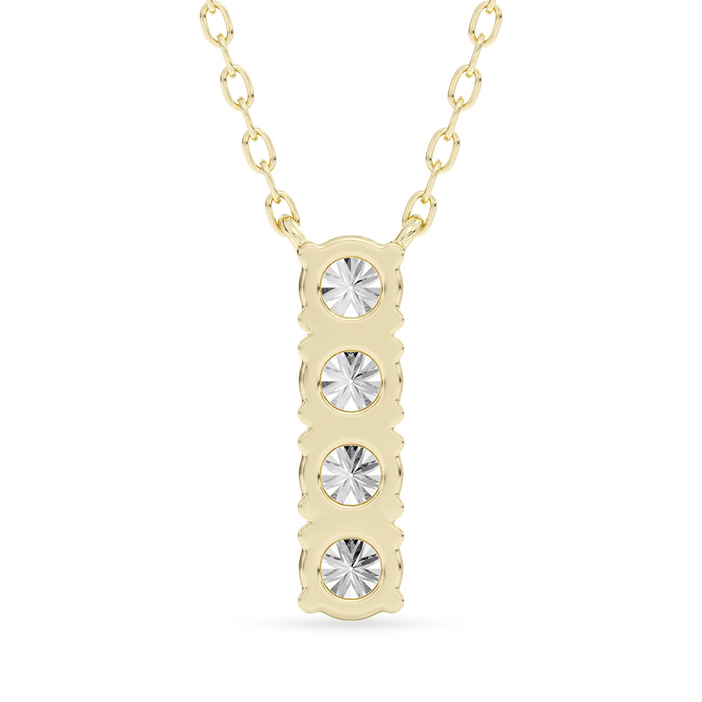 Round Diamond Bar Pendant with 18" Chain 0.48 ctw