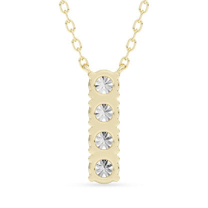 Round Diamond Bar Pendant with 18" Chain 0.48 ctw