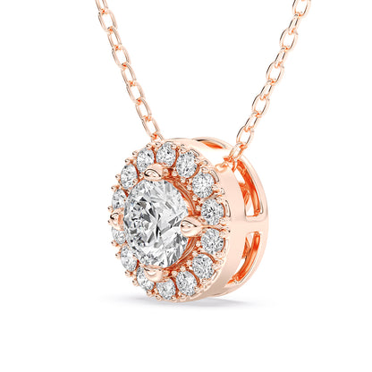 Halo Round Diamond Pendant with 18" Chain 1 ctw