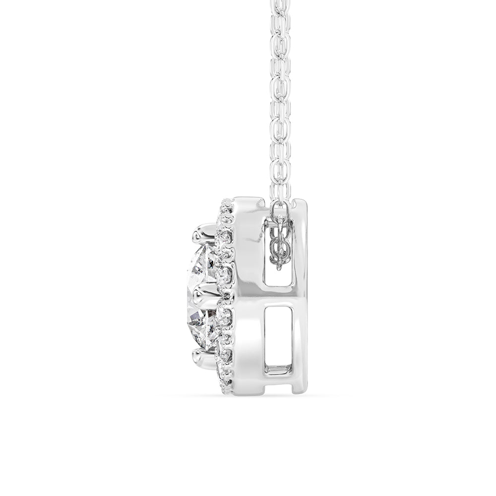 Halo Round Diamond Pendant with 18" Chain 1 ctw