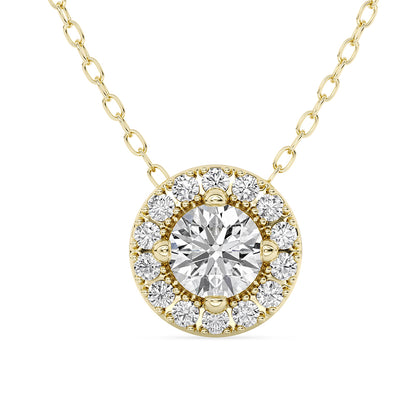 Halo Round Diamond Pendant with 18" Chain 1 ctw