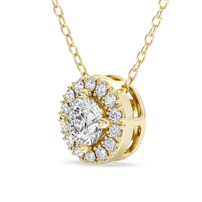 Halo Round Diamond Pendant with 18" Chain 1 ctw