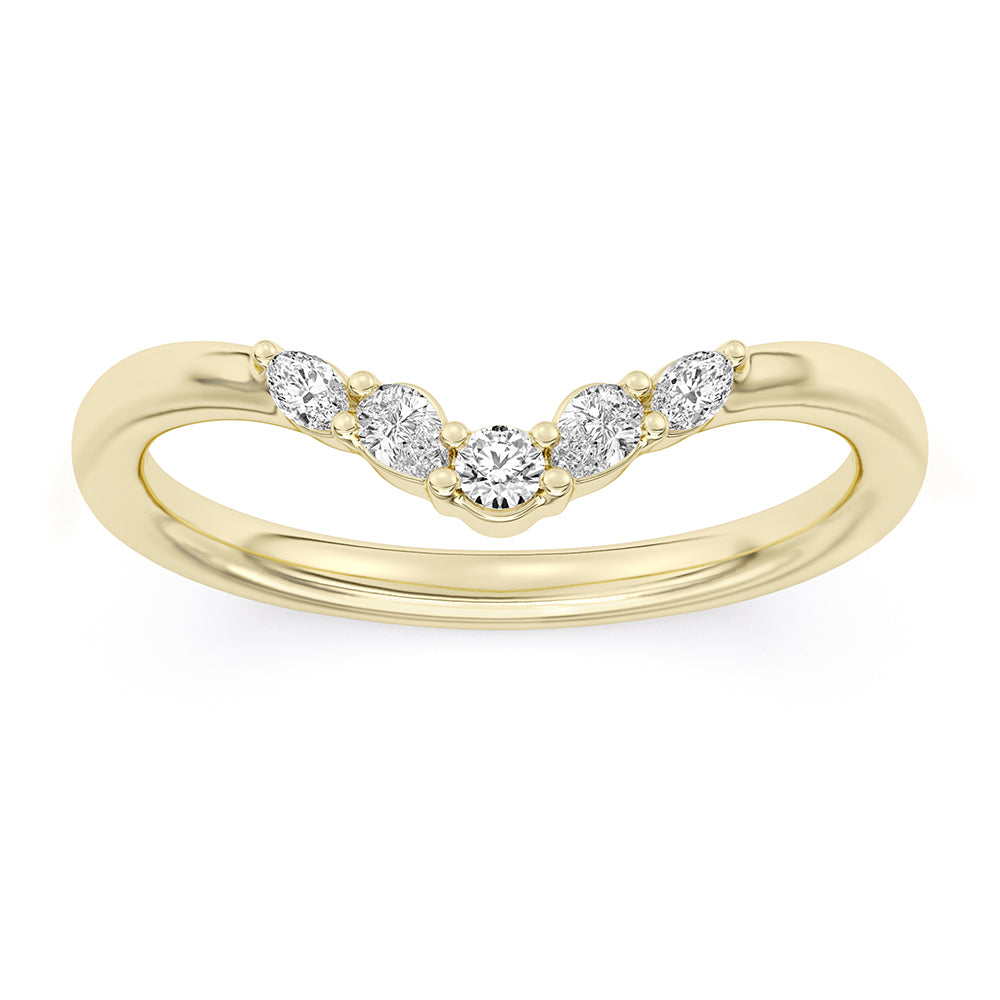 Round, Pear, Marquise Chevron Band 0.22 ctw